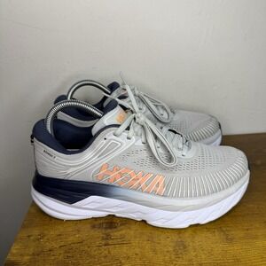 Hoka One One Bondi 7 Running Shoes Women's Size 7.5 D Wide Grey